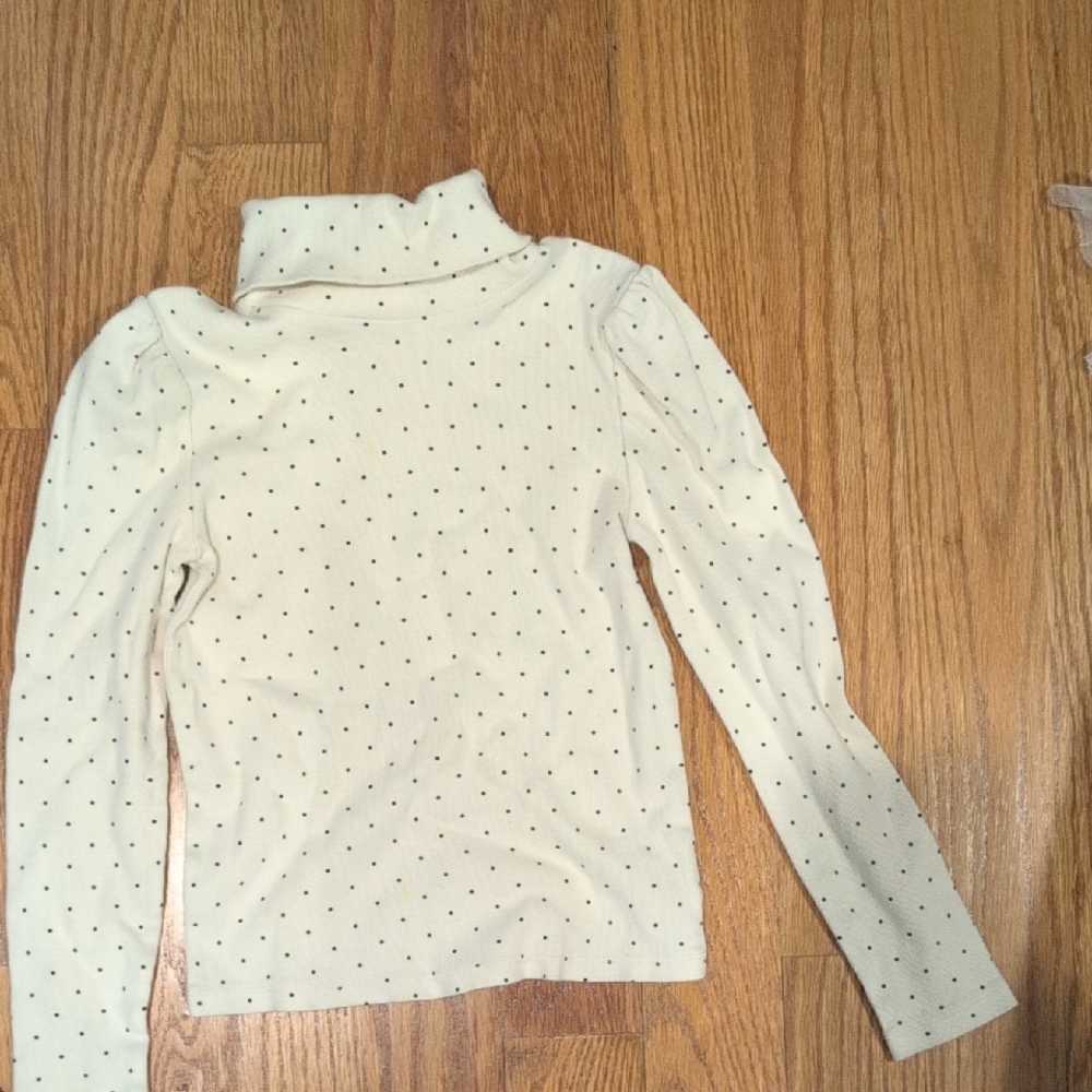 GAP White Long Sleeve Polka Dot Tee